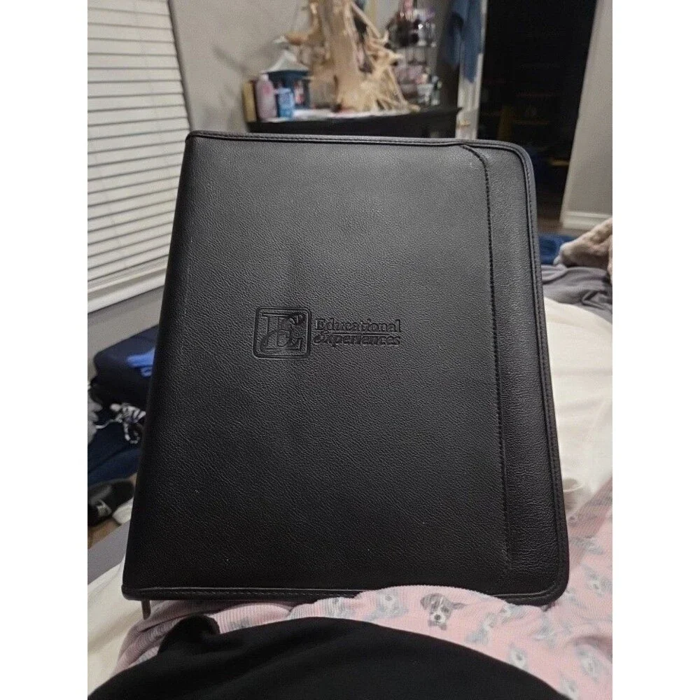 LEED'S Black Organizer Genuine Leather With Legal Pad Padfolio Portfolio B18